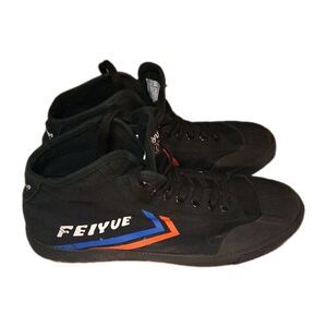 Feiyue Shoes W 10 M 8 Sneakers Black Rubber Mid-top Canvas Mod Punk Shoes